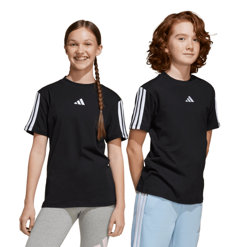 Camiseta-Manga-Corta-adidas-para-niño-J-3S-Tee-160-para-moda-color-negro.-Lateral-Derecho-Sin-Modelo