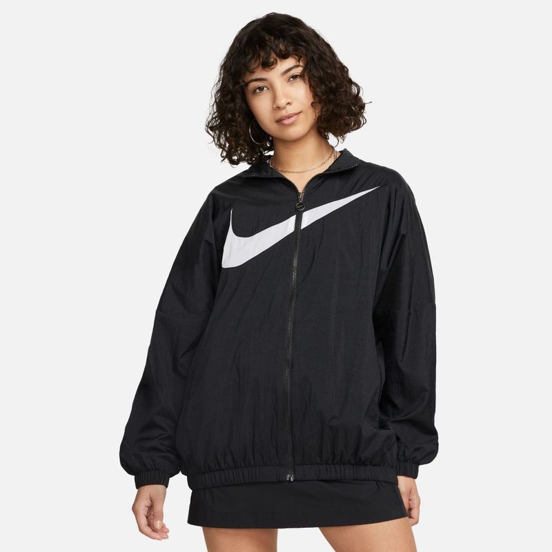 Chaqueta-nike-para-mujer-W-Nsw-Essntl-Wvn-Jkt-Hbr-para-moda-color-blanco.-Frente-Sobre-Modelo