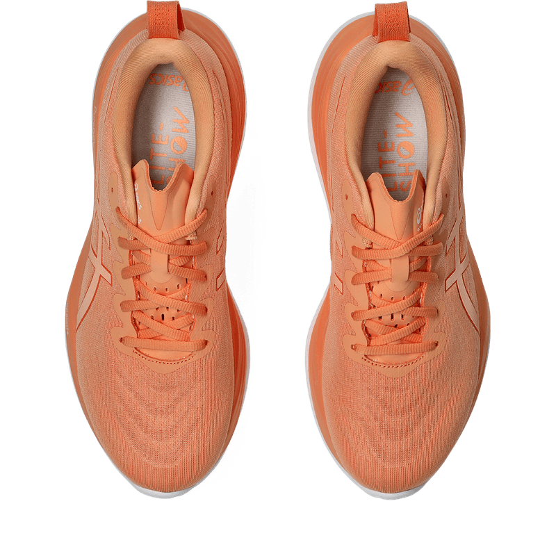 Tenis-asics-para-hombre-Gel-Cumulus-27-Lite-Show-para-correr-color-naranja.-Capellada