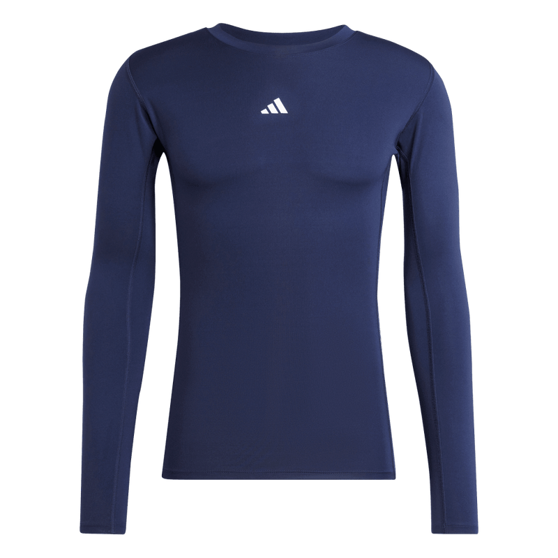Camiseta-Manga-Larga-adidas-para-hombre-Tf-Ls-Tee-para-entrenamiento-color-azul.-Frontal-Sobre-Modelo
