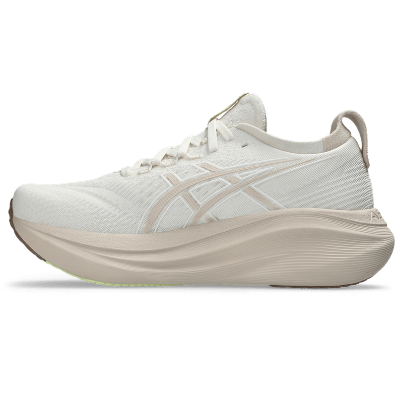 Tenis-asics-para-mujer-Gel-Nimbus-27-para-correr-color-beige.-Lateral-Externa-Izquierda
