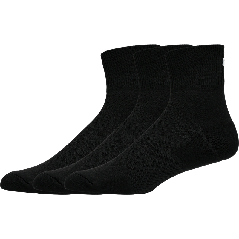 Medias-asics-unisex-Running-Quarter-3P-para-correr-color-negro.-Reverso-Sobre-Modelo