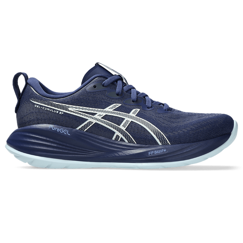 Tenis-asics-para-mujer-Gel-Cumulus-27-para-correr-color-azul.-Lateral-Externa-Derecha