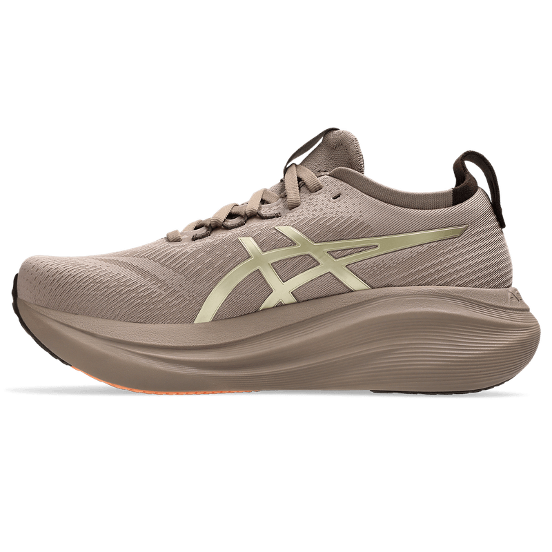 Tenis-asics-para-mujer-Gel-Nimbus-27-Luxe-para-correr-color-gris.-Lateral-Externa-Izquierda