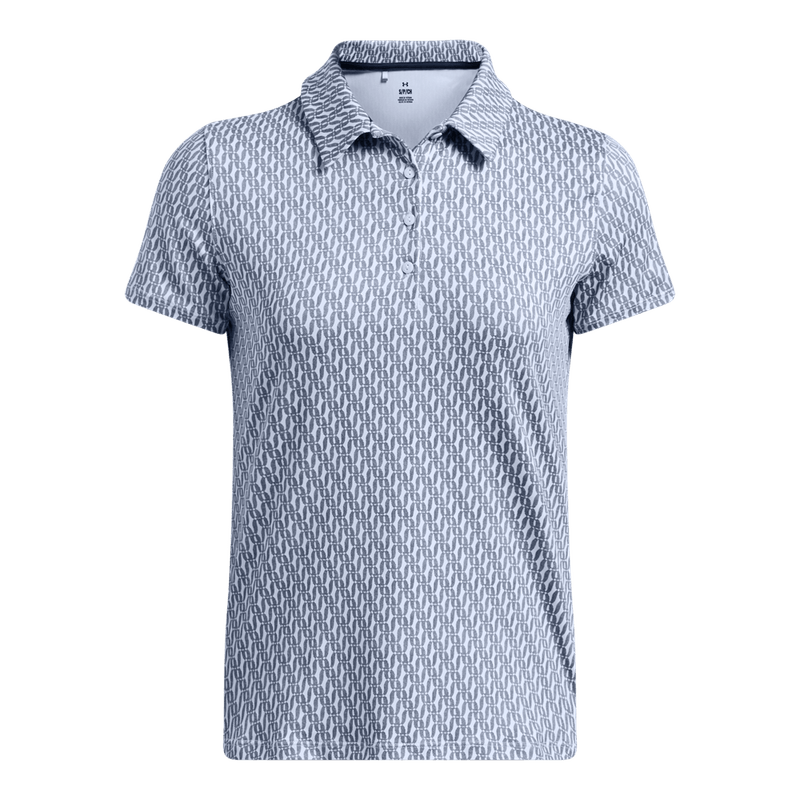Camiseta-Manga-Corta-under-armour-para-mujer-Ua-Playoff-3.0-Printed-Polo-para-golf-color-azul.-Frente-Sin-Modelo