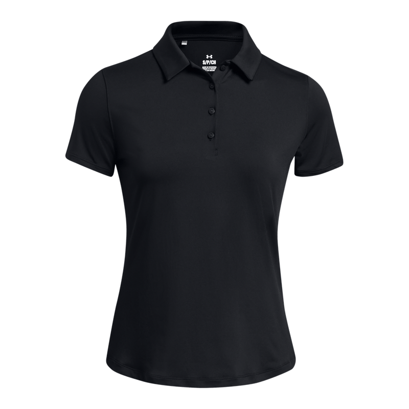 Camiseta-Manga-Corta-under-armour-para-mujer-Ua-Playoff-Ss-Polo-para-golf-color-negro.-Frente-Sin-Modelo