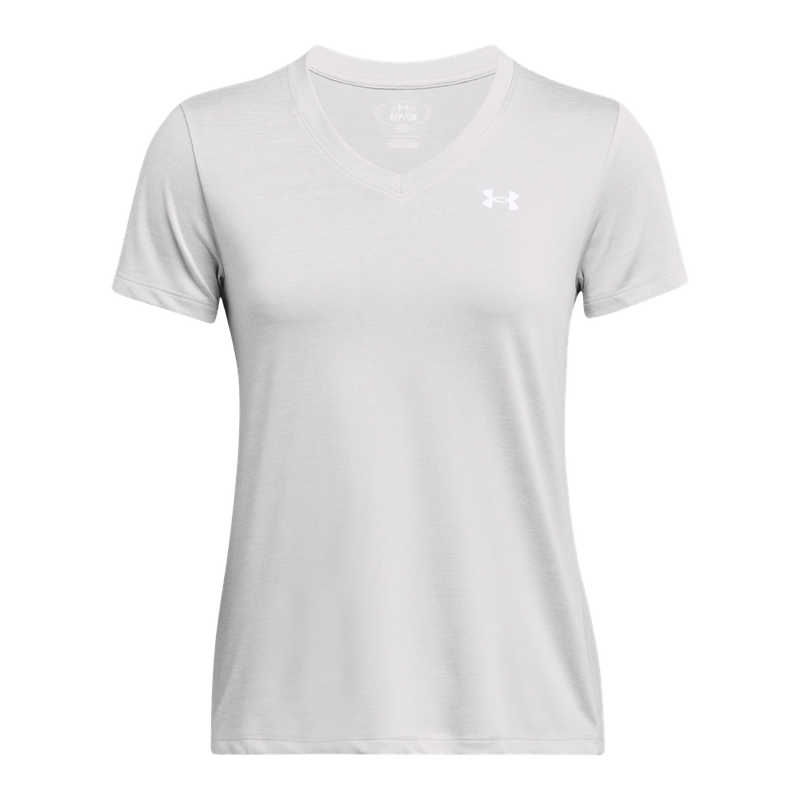 Camiseta-Manga-Corta-under-armour-para-mujer-Tech-Ssv--Twist-para-entrenamiento-color-gris.-Frente-Sin-Modelo