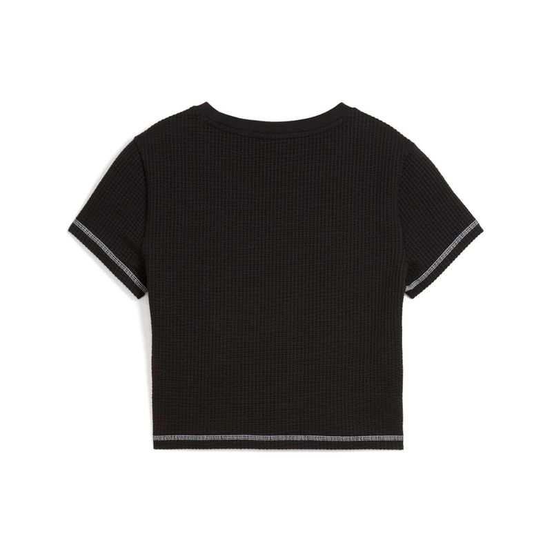 Camiseta-Manga-Corta-puma-para-mujer-Dare-To-Textured-Baby-Tee-W-para-moda-color-negro.-Reverso-Sin-Modelo
