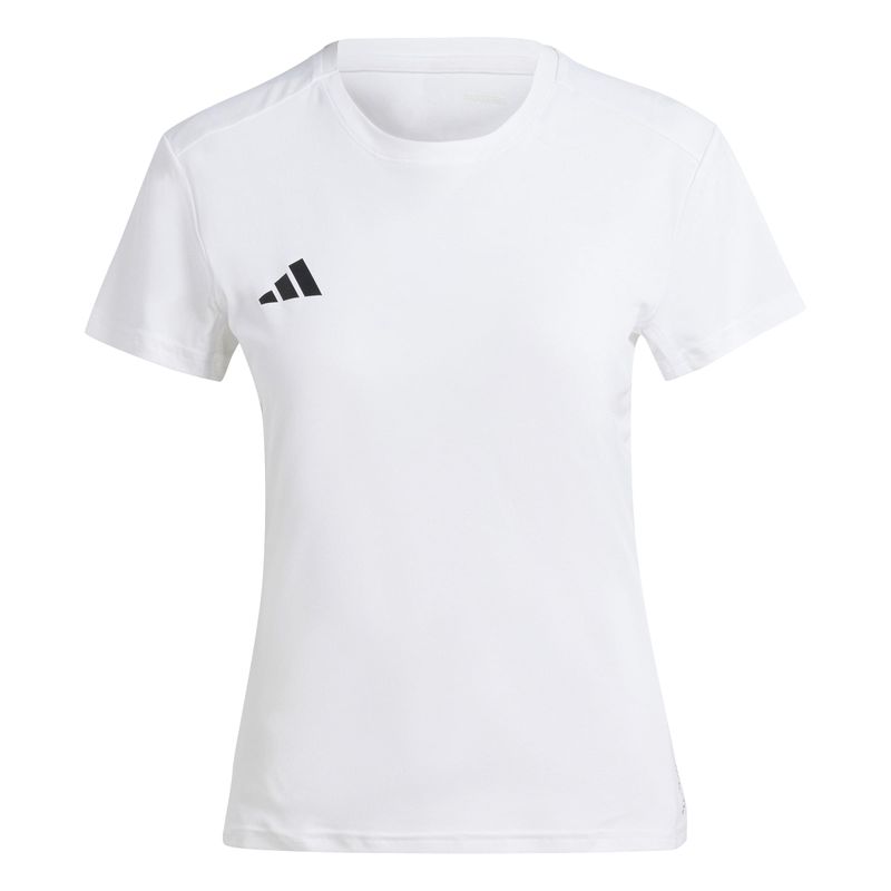 Camiseta-Manga-Corta-adidas-para-mujer-Adizero-E-Tee-para-correr-color-blanco.-Frente-Sin-Modelo