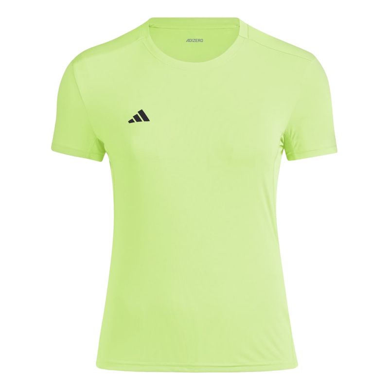 Camiseta-Manga-Corta-adidas-para-mujer-Adizero-E-Tee-para-correr-color-verde.-Frente-Sin-Modelo
