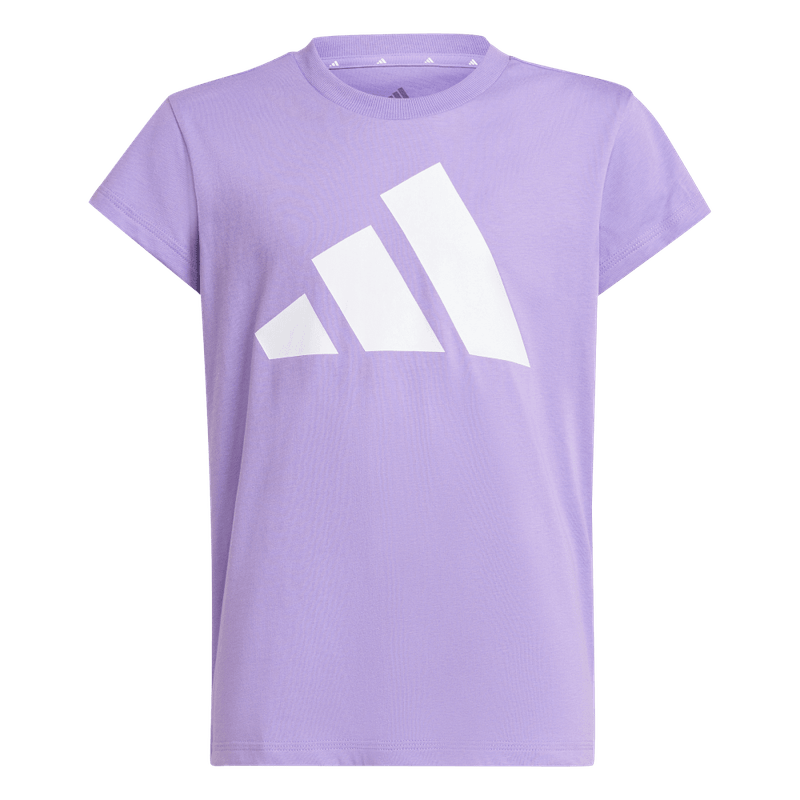 Camiseta-Manga-Corta-adidas-para-mujer-Jg-Bl-Tee-160-para-moda-color-morado.-Frontal-Sobre-Modelo