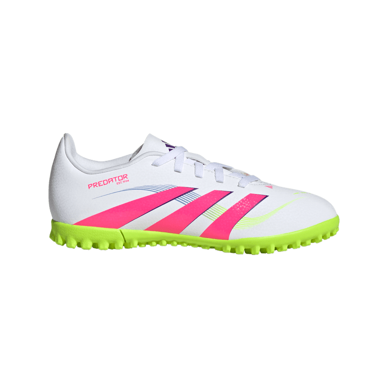 Guayos-adidas-para-niño-Predator-Club-Tf-J-para-futbol-color-blanco.-Lateral-Externa-Derecha