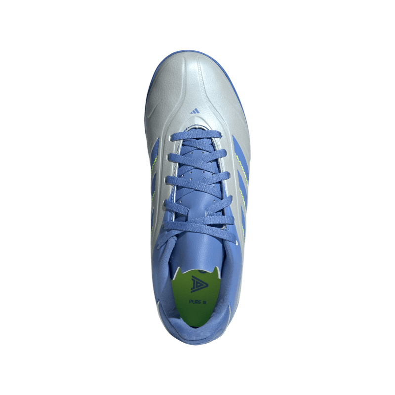 Guayos-adidas-para-niño-Copa-Pure-Iii-Club-para-futbol-color-azul.-Vista-Lateral-Pares