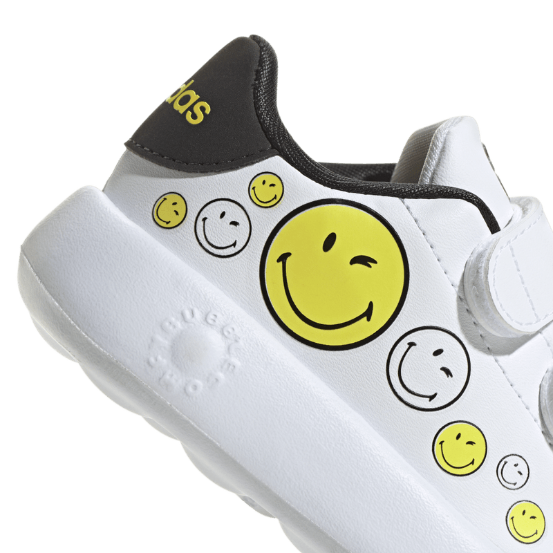 Tenis-adidas-para-niño-Advantage-Smiley-Cf-para-moda-color-blanco.-Lateral-Y-Suela