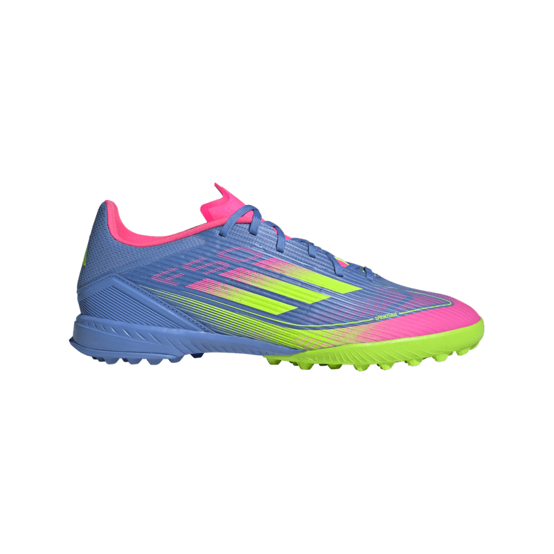 Guayos-adidas-unisex-F50-League-Tf-para-futbol-color-azul.-Lateral-Externa-Derecha