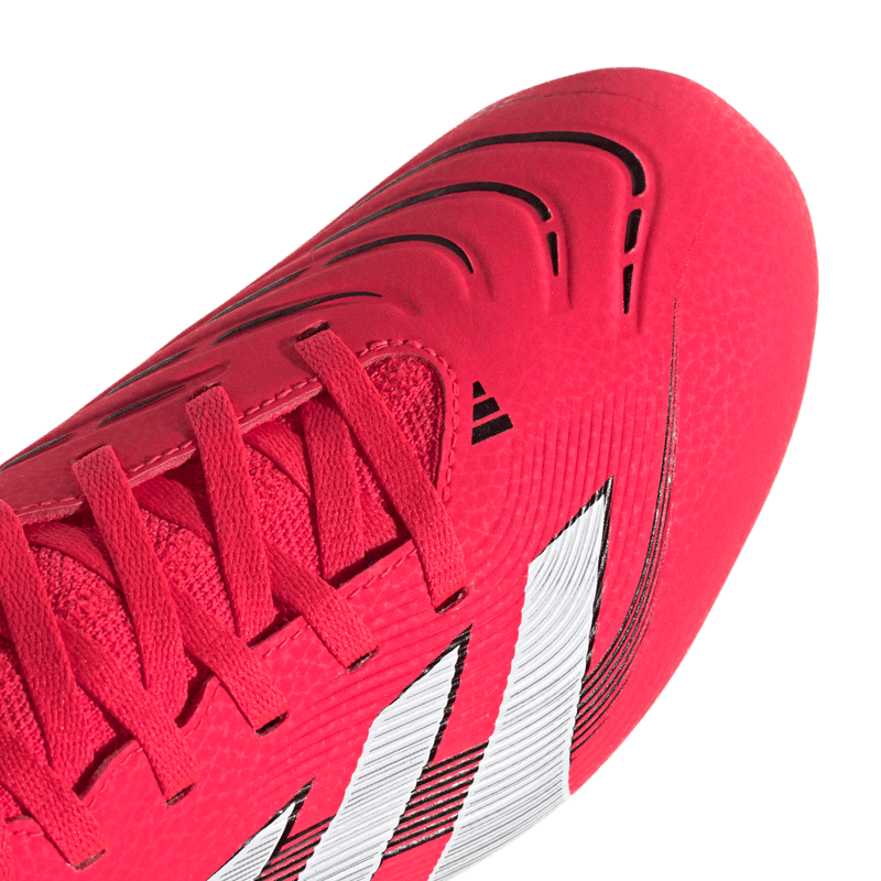 Guayos-adidas-unisex-Predator-Club-Sock-para-futbol-color-rojo.-Lateral-Y-Suela