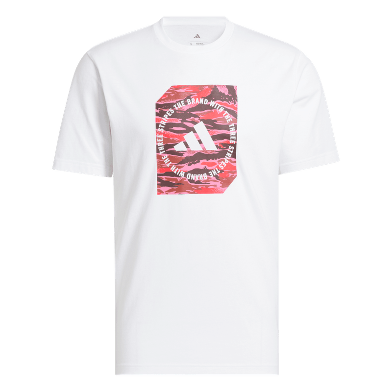 Camiseta-Manga-Corta-adidas-para-hombre-M-C-Camo-Box-T-para-moda-color-blanco.-Frontal-Sobre-Modelo