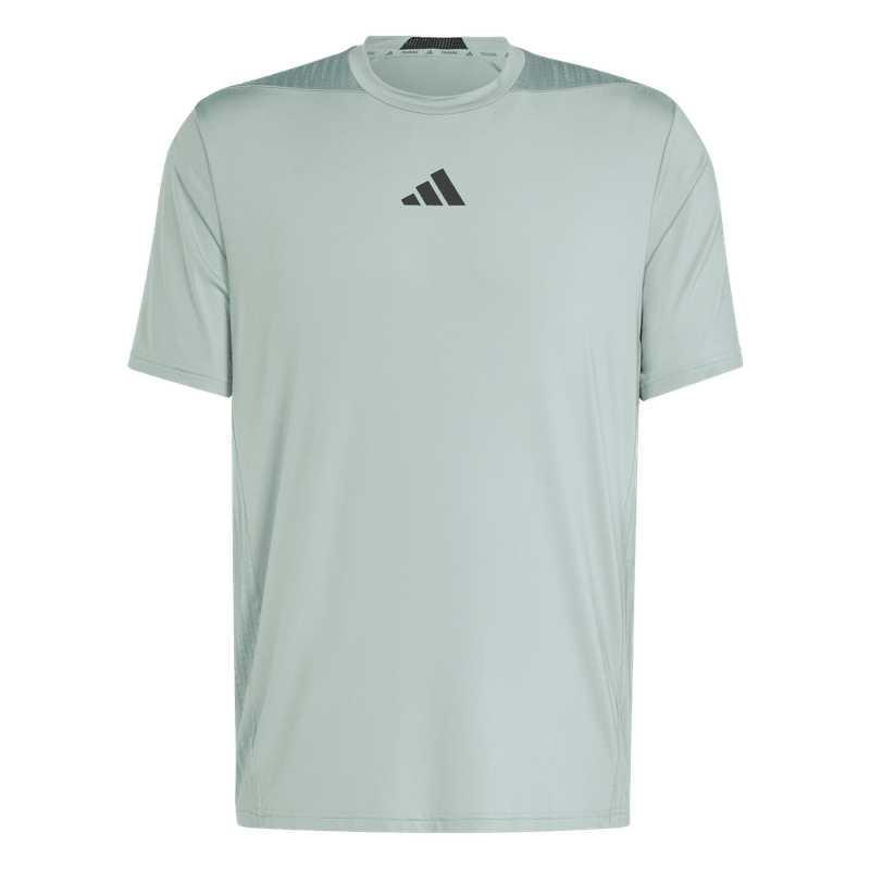 Camiseta-Manga-Corta-adidas-para-hombre-D4T-Int.-Tee-para-entrenamiento-color-verde.-Frontal-Sobre-Modelo