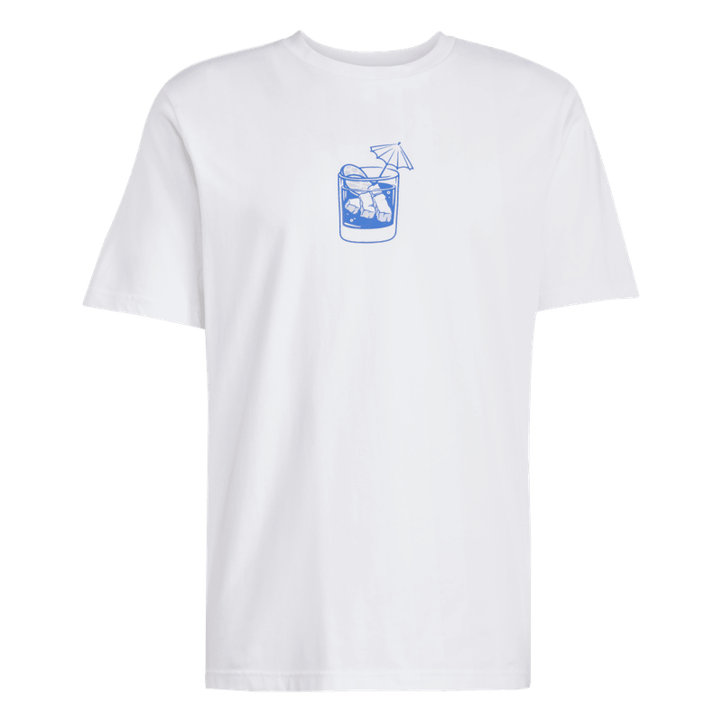 Camiseta-Manga-Corta-adidas-para-hombre-M-L-Drink-Tee-para-moda-color-blanco.-Frontal-Sobre-Modelo
