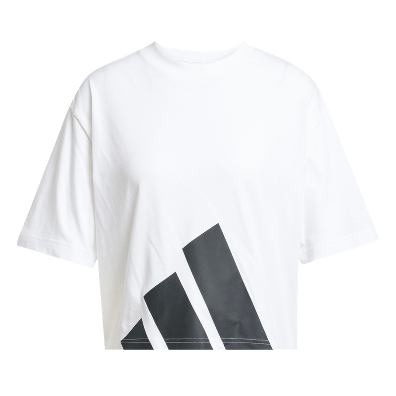 Camiseta-Manga-Corta-adidas-para-mujer-W-Bl-Sj-Bf-T-para-moda-color-blanco.-Frontal-Sobre-Modelo