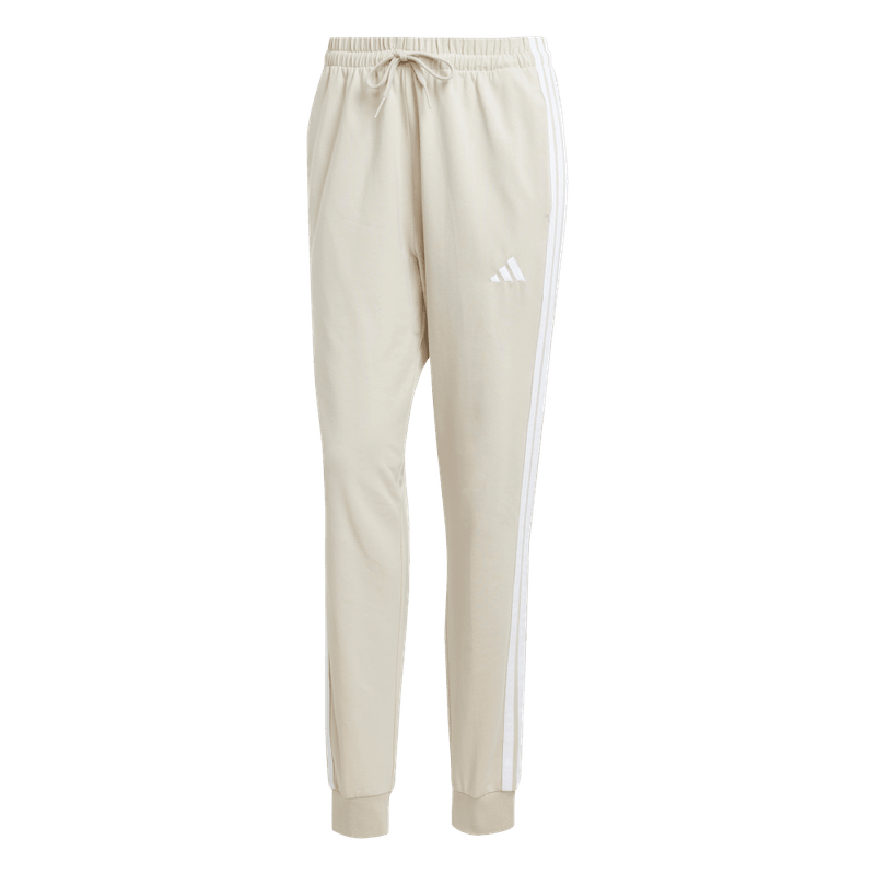 Pantalon-adidas-para-mujer-W-3S-Sj-Jogger-para-moda-color-beige.-Frontal-Sobre-Modelo