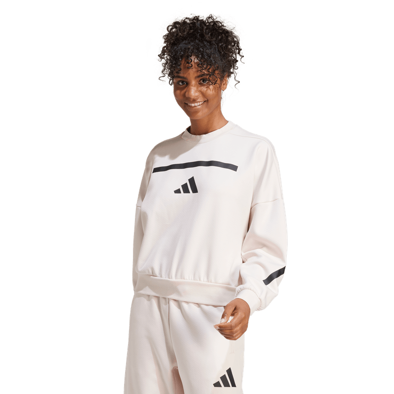 Chaqueta-adidas-para-mujer-W-Z.N.E.-Swt-para-moda-color-blanco.-Frente-Sobre-Modelo