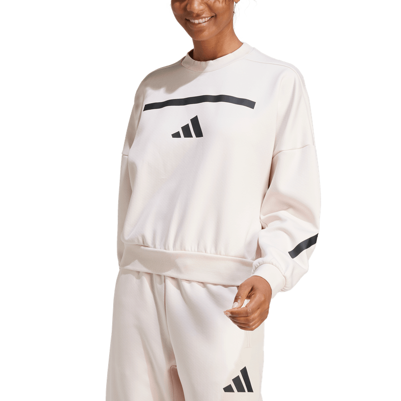 Chaqueta-adidas-para-mujer-W-Z.N.E.-Swt-para-moda-color-blanco.-Zoom-Frontal-Sobre-Modelo