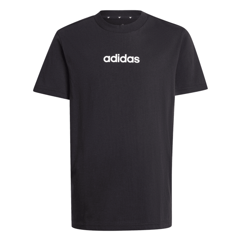 Camiseta-Manga-Corta-adidas-para-niño-J-Lin-Tee-160-para-moda-color-negro.-Frontal-Sobre-Modelo