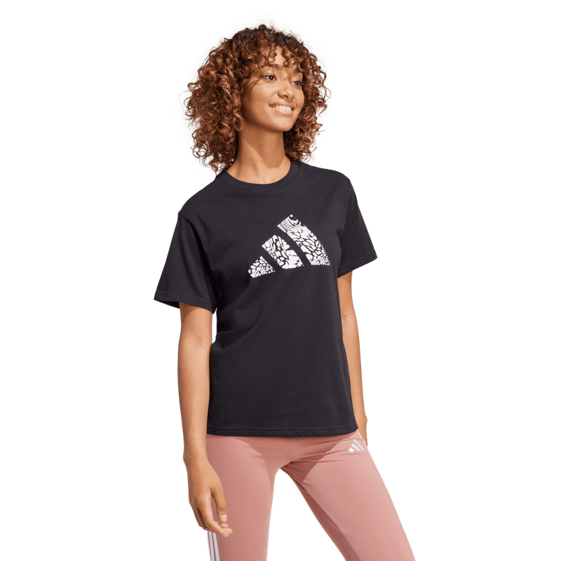 Camiseta-Manga-Corta-adidas-para-mujer-W-C-Camo-Tee-para-moda-color-negro.-Reverso-Sin-Modelo