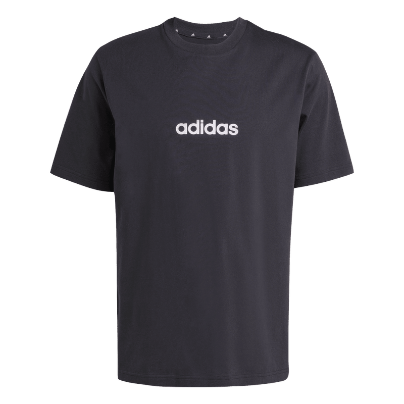 Camiseta-Manga-Corta-adidas-para-hombre-M-Lin-Sj-T-para-moda-color-negro.-Frontal-Sobre-Modelo