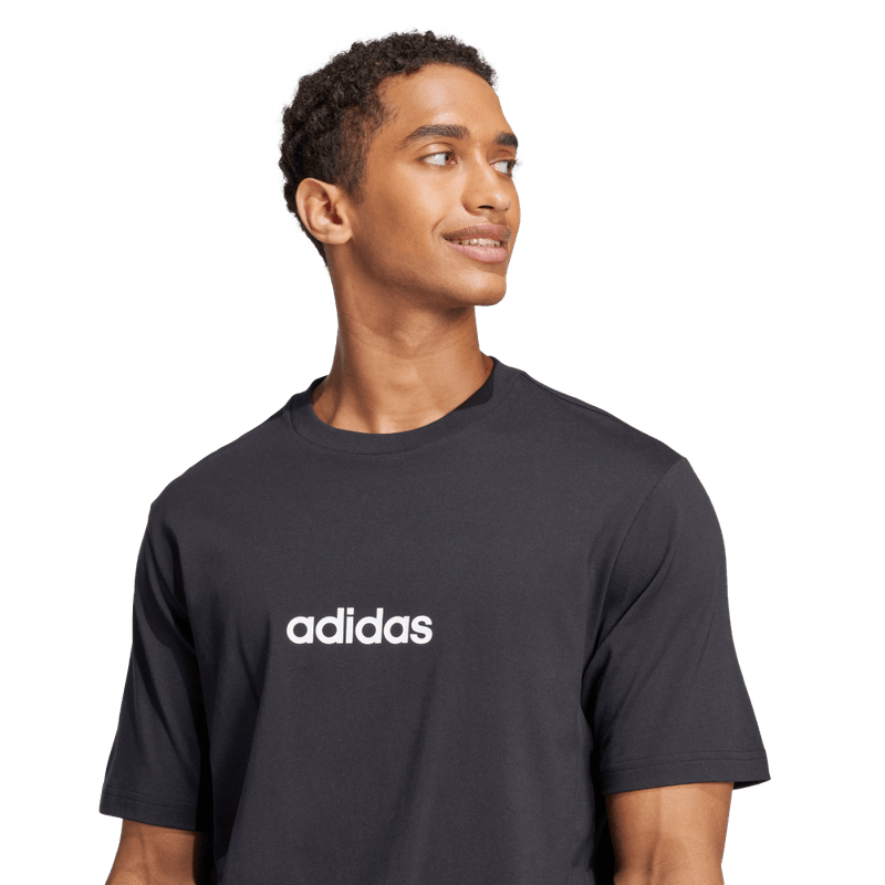 Camiseta-Manga-Corta-adidas-para-hombre-M-Lin-Sj-T-para-moda-color-negro.-Detalle-Reflectivo-Modelo