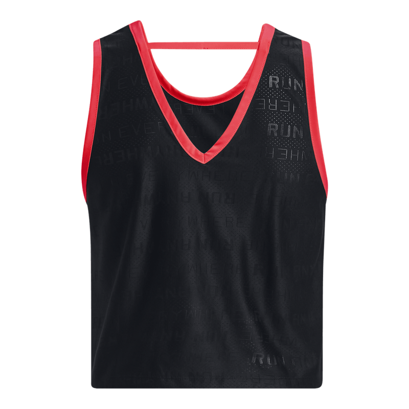 Camiseta-Manga-Sisa-under-armour-para-mujer-Run-Anywhere-Tank-para-correr-color-negro.-Reverso-Sin-Modelo