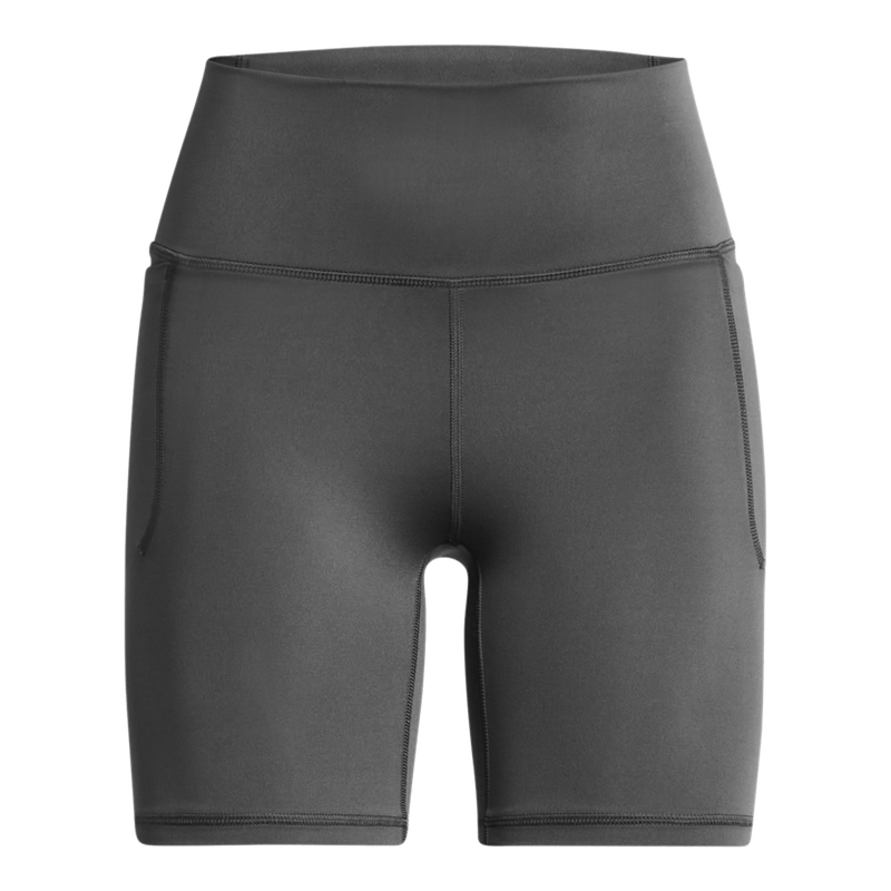 Pantaloneta-under-armour-para-mujer-Meridian-Bike-Short-7In-para-entrenamiento-color-gris.-Frente-Sin-Modelo