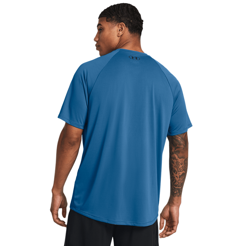 Camiseta-Manga-Corta-under-armour-para-hombre-Ua-Tech-2.0-Ss-Tee-para-entrenamiento-color-azul.-Reverso-Sin-Modelo