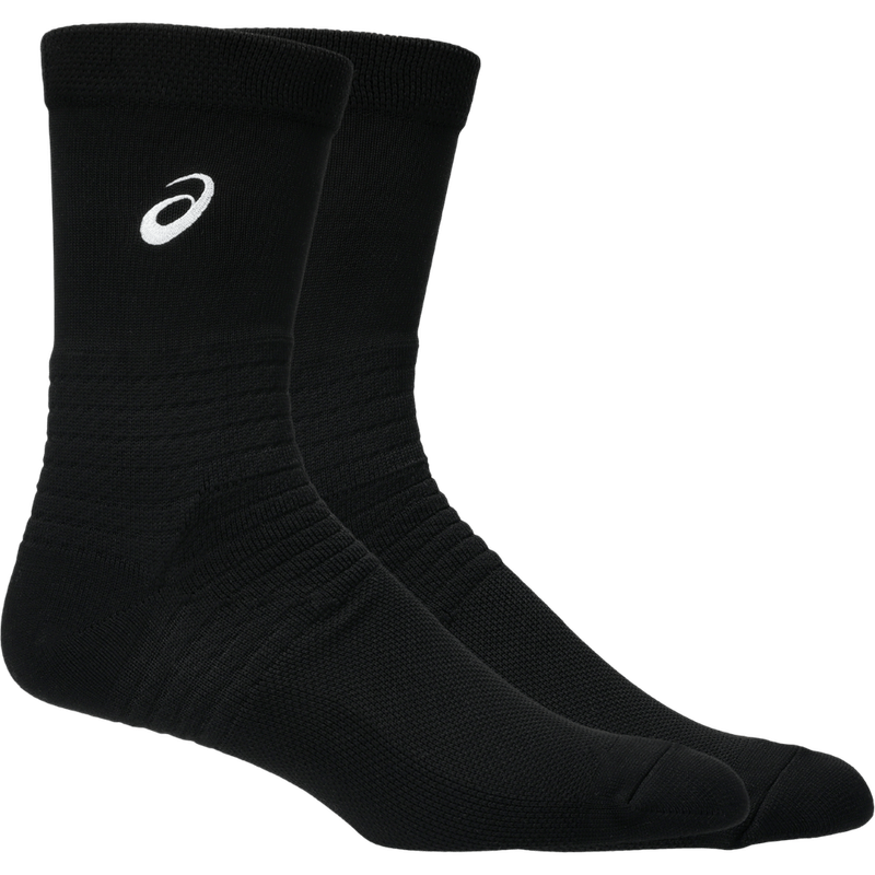 Medias-asics-para-hombre-Asics-Resolution-Crew-para-tenis-color-negro.-Frente-Sobre-Modelo