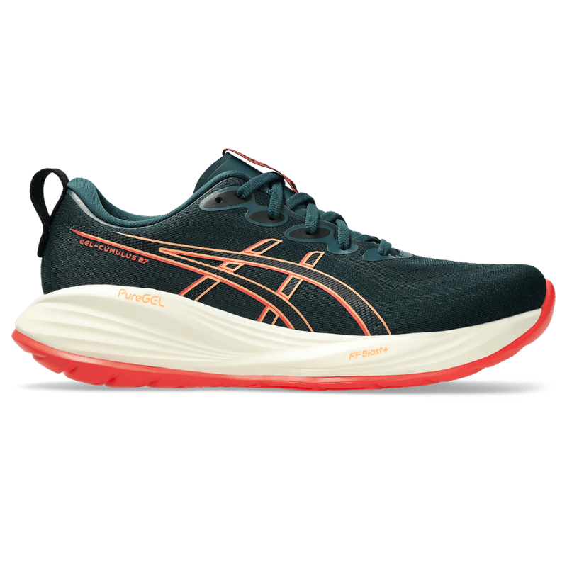 Tenis-asics-para-hombre-Gel-Cumulus-27-para-correr-color-verde.-Lateral-Externa-Derecha