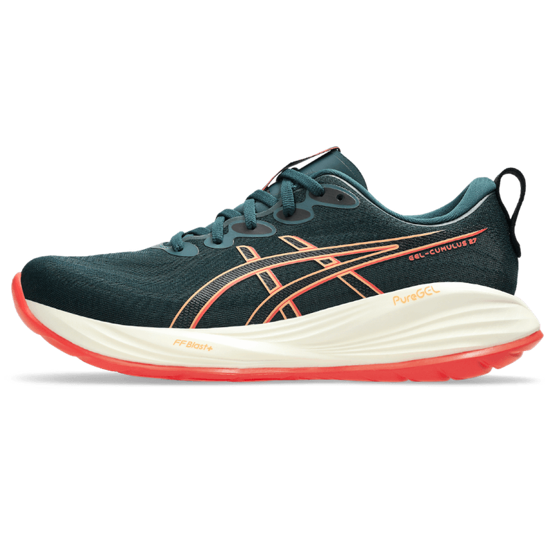 Tenis-asics-para-hombre-Gel-Cumulus-27-para-correr-color-verde.-Lateral-Externa-Derecha
