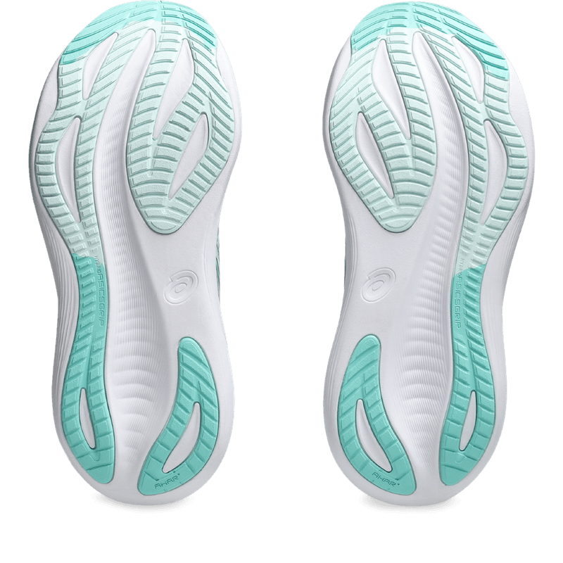 Tenis-asics-para-mujer-Gel-Nimbus-27-para-correr-color-gris.-Suela