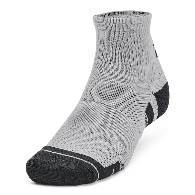 Medias-under-armour-unisex-Ua-Performance-Tech-3Pk-Qtr-para-entrenamiento-color-gris.-Frente-Sin-Modelo