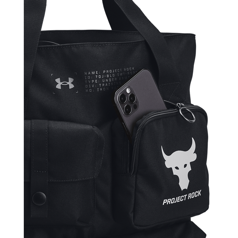 Gym-Sack-under-armour-para-hombre-Ua-Project-Rock-Gym-Sack-para-entrenamiento-color-negro.-Bolsillo-Frontal