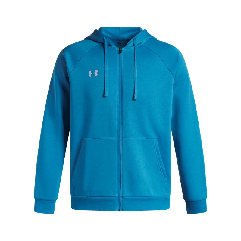 Chaqueta-under-armour-para-hombre-Rival-Flce-Fz-Hoodie-para-entrenamiento-color-azul.-Frente-Sin-Modelo
