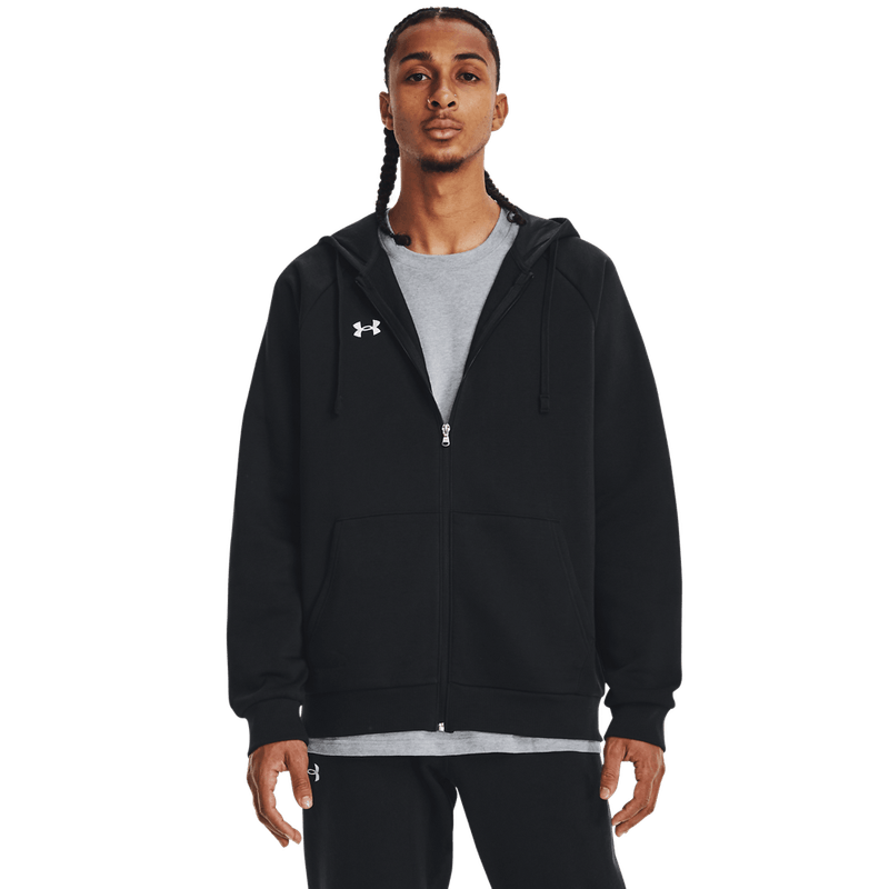 Chaqueta-under-armour-para-hombre-Ua-Rival-Fleece-Fz-Hoodie-para-entrenamiento-color-negro.-Frente-Sin-Modelo
