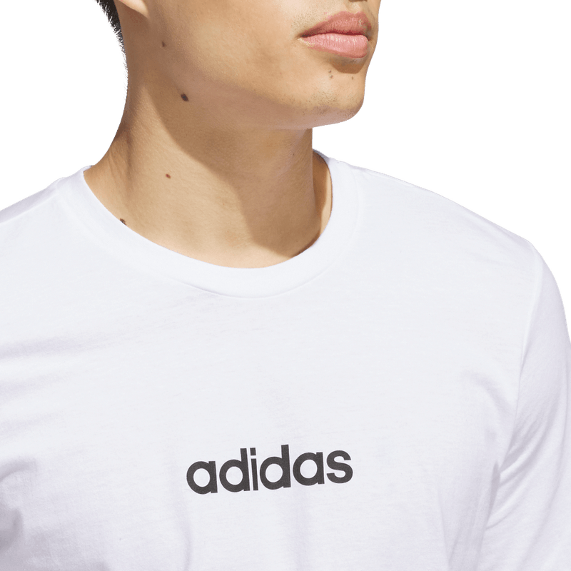 Camiseta-Manga-Corta-adidas-para-hombre-M-Lin-Sj-T-para-moda-color-blanco.-Detalle-Reflectivo-Modelo