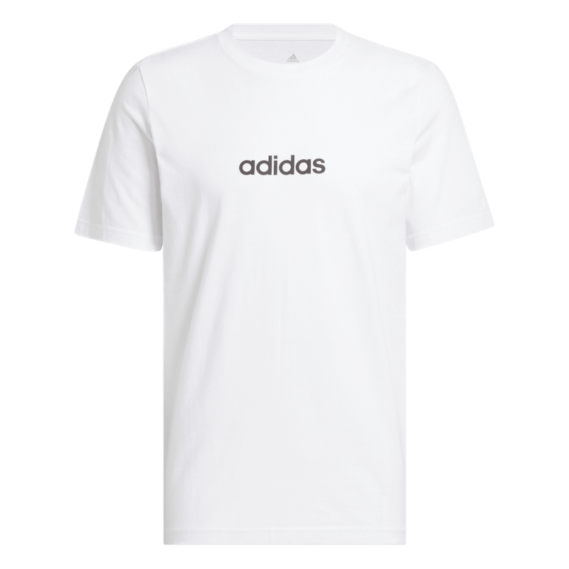 Camiseta-Manga-Corta-adidas-para-hombre-M-Lin-Sj-T-para-moda-color-blanco.-Frontal-Sobre-Modelo