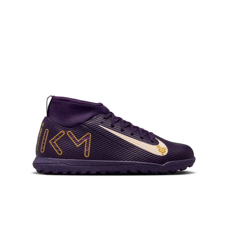 Guayos-nike-para-niño-Jr-Superfly-10-Club-Km-Tf-para-futbol-color-morado.-Lateral-Externa-Derecha
