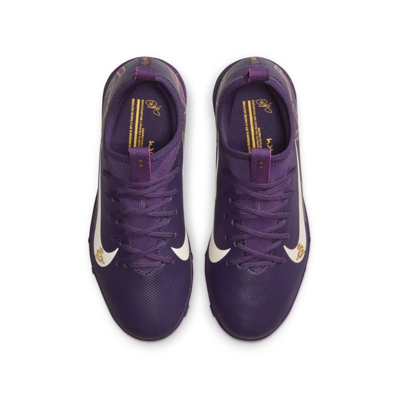 Guayos-nike-para-niño-Jr-Zoom-Vapor-16-Academy-Km-Tf-para-futbol-color-morado.-Capellada