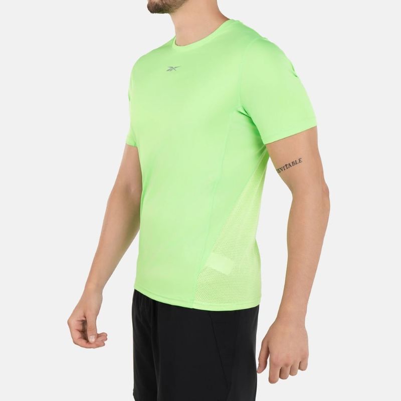 Camiseta-Manga-Corta-reebok-para-hombre-Running-Ss-Speedwick-Tee-para-correr-color-verde.-Reflectores