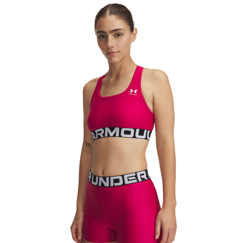 Top-under-armour-para-mujer-Ua-Hg-Mid-Branded-para-entrenamiento-color-rosado.-Frente-Sin-Modelo
