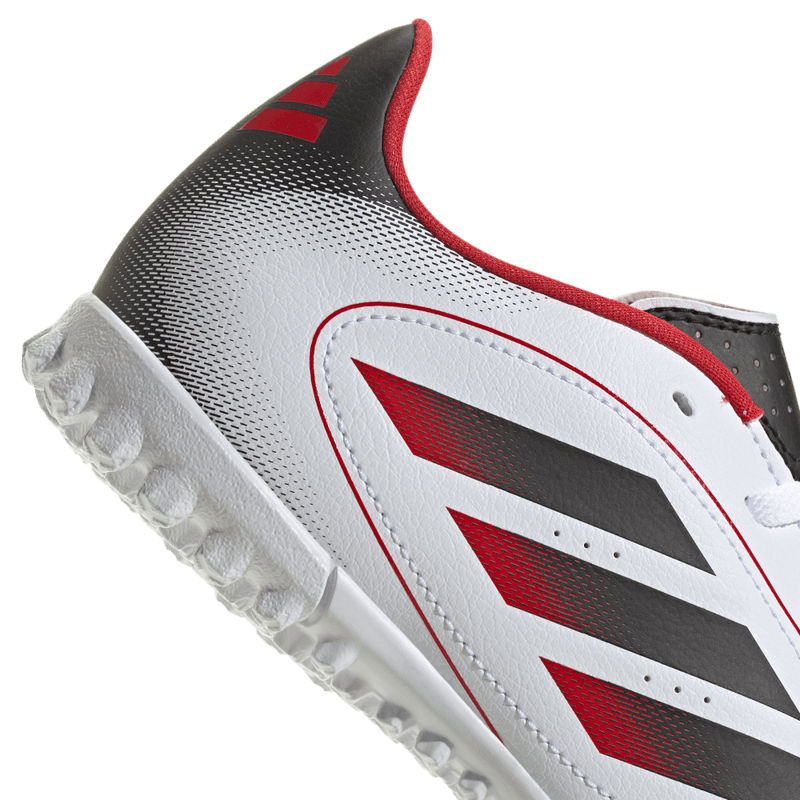 Guayos-adidas-para-niño-Goletto-Ix-Tf-J-para-futbol-color-blanco.-Lateral-Y-Suela