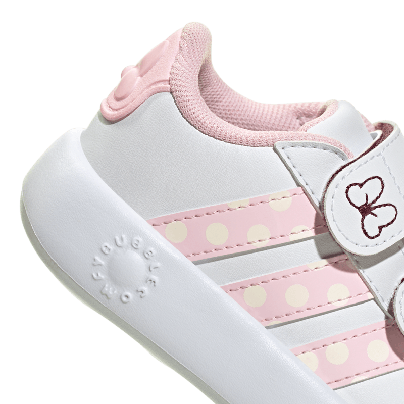 Tenis-adidas-para-niño-Grand-Court-Minnie-para-moda-color-blanco.-Lateral-Y-Suela